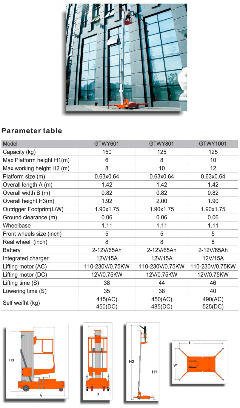 Alumunium Alloy Aerial Lift Platform GTWY (2) - Car Lift